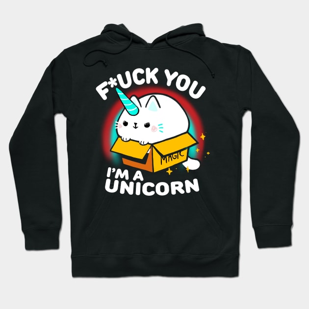 Unicorn cat - Cute Animal in a Box - Cute Sassy Quote Hoodie by BlancaVidal